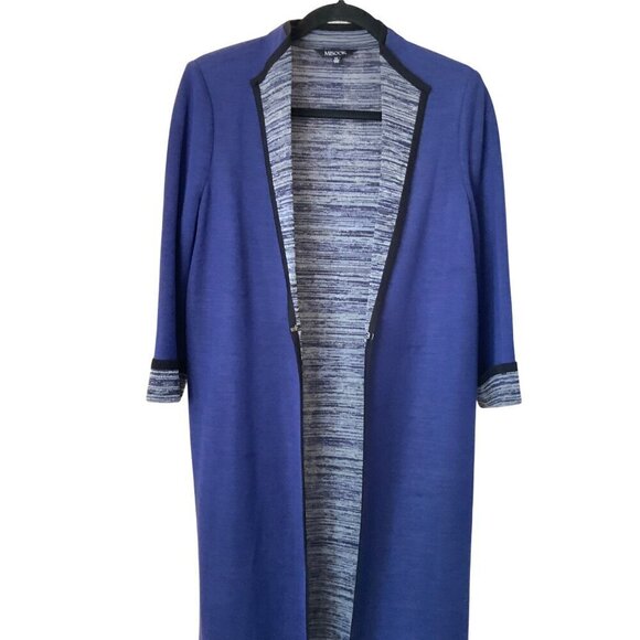 Misook women’s lightweight coat Navy/ Grey  36 Ch 38 H 38 Long - Picture 1 of 11